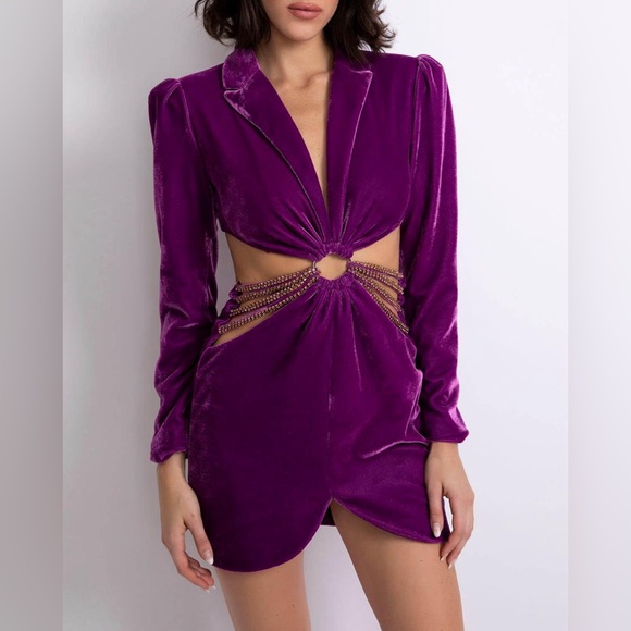 Patbo Velvet Blazer Mini Dress with Cut Outs